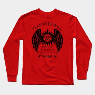 Two boys,an old man and a fallen angel (black version) Long Sleeve T-Shirt